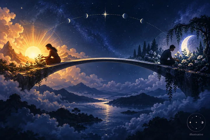 Editorial illustration accompanying: How can a meaningful bond make space for two different ideas of success without creating a quiet competition?