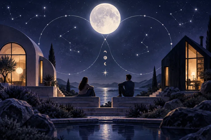 Editorial illustration accompanying: What does a meaningful connection need when one person wants a shared home and the other wants a permanent home base of their own?