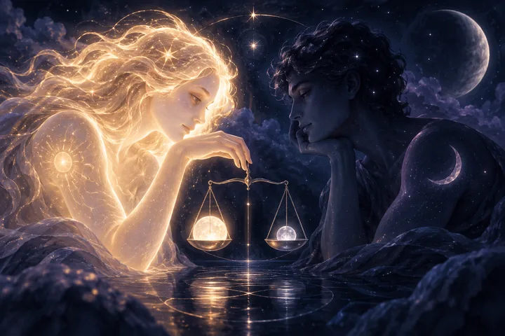 Editorial illustration accompanying: Can a meaningful relationship make decisions fairly when one person feels the connection more strongly?