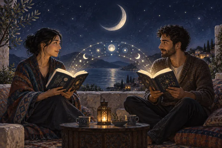 Editorial illustration accompanying: What does mutuality look like when a meaningful couple speaks different first languages?