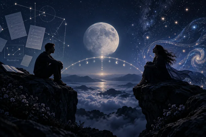 Editorial illustration accompanying: What does mutuality look like when one partner needs written plans and the other experiences plans as pressure?