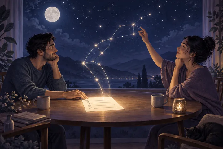 Editorial illustration accompanying: What does mutuality look like when one partner needs written plans and the other experiences plans as pressure?